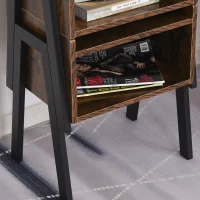 HOMCOM Lot de 2 Tables de Chevet empilables Tables de Nuit en bois table d'Appoint Style Industriel 46 x 35 x 52,5 cm Marron Rustique et Noir(m-8)