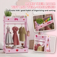 AIYAPLAY Kids Clothes Rail with Two Shelves, for 3-8 Years, Pink(m-6)