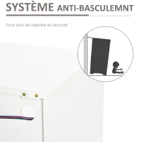 HOMCOM Buffet LED - meuble de rangement LED - 3 placards avec étagère et grande niche - panneaux particules MDF blanc laqué(m-6)