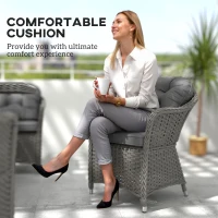 Outsunny Seven-Piece Rattan Dining Set - Light Grey(m-6)