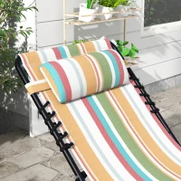 Outsunny Set of Two Folding Sun Loungers, with Four-Position Backs - Multicoloured(m-8)