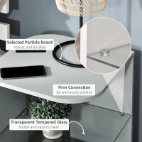 HOMCOM Modern Side Table Three Layer Bedside Table Nightstand with 2 Storage Shelves, for Living room, Bedroom, Grey(m-4)