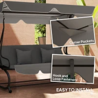 Outsunny 145 x 200Wcm Swing Chair Canopy Replacement - Dark Grey(m-5)