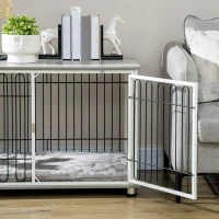 PawHut Indoor Dog Crate Furniture, Side End Table, with Soft Washable Cushion, Lockable Doors, for Small and Medium Dogs(m-8)