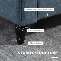 HOMCOM Vintage Accent Chair, Upholstered Occasional Chair with Back Pillow, Rolled Arms,  Rubber Wood Legs, Dark Blue(m-6)