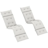 Outsunny Set of Two 190 x 56cm Sun Lounger Cushions - Light Grey(m-11)