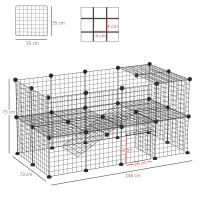 PawHut DIY Pet Playpen Metal Wire Fence Indoor Outdoor Rabbit Small Animals Cage 36 Panel Enclosure Black(m-3)