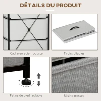 HOMCOM Commode 5 tiroirs meuble de rangement tiroir en tissu pliant - structure acier noir - 45 x 30 x 116 cm gris(m-6)