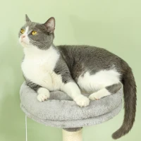 PawHut Árbol para gatos 110 cm Torre para Gatos con Nidos Cueva Plataforma Almohadilla de Rascado Bola Colgante Gris Claro(m-8)