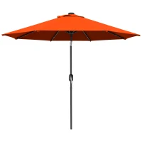 Outsunny 2.7m Outdoor Patio Garden Umbrella Parasol with Tilt Crank and 24 LEDs Lights, Orange(m-11)