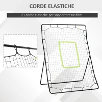 HOMCOM Rebounder per Calcio e Baseball Pieghevole con Zona di Precisione, in PE e Metallo, 123x90x174 cm, Nero(m-6)