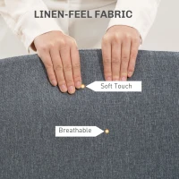 HOMCOM Armless Computer Desk Chair, Fabric Swivel Office Chair, Makeup Vanity Chair with Height Adjustable, Wheels, for Home Study Bedroom, Grey(m-5)