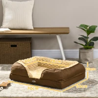 PawHut Calming Dog Bed Pet Mattress w/ Removable Cover, Anti-Slip Bottom, for Small Dogs, 70L x 50W x 18Hcm - Brown(m-3)