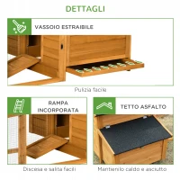 PawHut Pollaio per Galline con Casetta, Area di Corsa e di Cova, e Vassoio Estraibile in Legno 180x92x78cm(m-7)