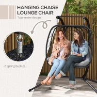 Outsunny Two-Seater Steel Frame Hanging Egg Chair - Black(m-4)