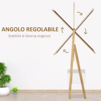 HOMCOM Specchio da Terra con Cassetto, in MDF e Bambù, 45x30x160 cm, Bianco e Color Legno(m-6)