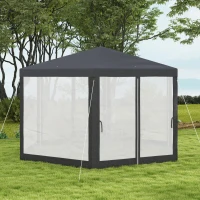 Outsunny Gazebo da Giardino Esagonale con Doppio Ingresso, in Metallo e Poliestere, 3.94x3.94x2.5 m, Grigio(m-7)