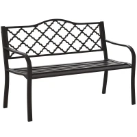 Outsunny Banc 3 Places de Jardin terrasse Style Rural Chic 128L x 60l x 89H cm métal époxy anticorrosion Fonte Brun(m-1)