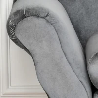 HOMCOM Chaise Longue Imbottita in Stile Vintage, Poltrona Letto con Cuscino Incluso, in Metallo e Velluto Grigio, 160x56x75 (cm)(m-6)