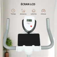 SPORTNOW Vélo d'appartement silencieux avec selle et résistance réglables, moniteur LCD, support de tablette, blanc(m-7)