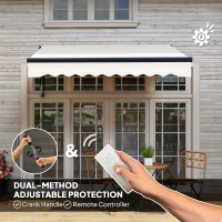 Outsunny 2.5 x 2m Electric Awning with Remote Controller, Aluminium Frame DIY Retractable Awning, UV30+ Sun Shade Canopy for Garden Patio Deck Door Window, Beige(m-4)
