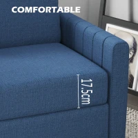 HOMCOM Modern Boxy Linen-Look Two-Seater Sofa - Blue(m-5)