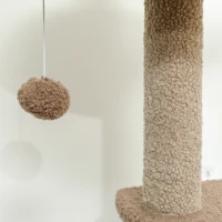 PawHut Albero Tiragraffi per Gatti con Lettino, Casetta e Piattaforme, in Legno e Cashmere, 48x40x133 cm, Marrone(m-9)