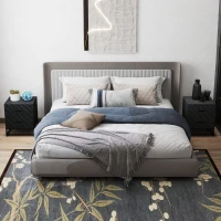 HOMCOM Bedside Tables Set of 2, Modern Bedside Table Nightstand with 2 Drawers, Bedside Cabinet Sofa Side Table with Storage, Steel Legs for Bedroom, Living Room, Black(m-2)