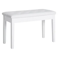 HOMCOM Sgabello Pianoforte Professionale con Vano Portaoggetti Ecopelle, Legno 76 × 36 × 50cm Bianco(m-10)