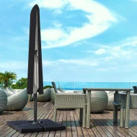 Outsunny Garden Parasol Cover, Outdoor Patio Umbrella Protector Weatherproof Garden Patio with Rod, Zipper for 2-4m Parasol, Φ60 x 160cm, Black(m-2)