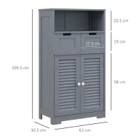 kleankin Three-Part Bathroom Storage Unit, with Shelf, Drawers & Cupboard - Grey(m-3)