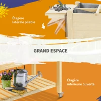 Outsunny Jardinière sur Pied - Potager sur roulettes - étagère, Tablette Rabattable, Inserts d'irrigation, Feutre de Drainage(m-7)