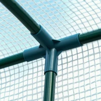 Outsunny Outdoor Walk-In Lean to Wall Greenhouse with Zippered Roll Up Door and PE Cover, 214L x 118W x 212Hcm, White(m-9)