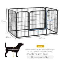 PawHut Heavy Duty Dog Pet Puppy Metal Playpen Play Pen Rabbit Pig Hutch Run Enclosure Foldable Black Large, 125 x 80 x 70 cm(m-3)