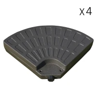 Outsunny Lot de 4 pieds de parasol poids de lestage pour parasols déportés - A remplir d'eau et de Sable jusqu'à 100 kg - dim. totales 100L x 100l x 10H cm HDPE café(m-9)