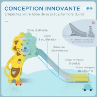 AIYAPLAY Toboggan pour enfants intérieur extérieur avec panier de basket pour les enfants de 18 à 36 mois, jaune, gris(m-6)