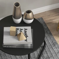 Outsunny Tavolino da Esterni Ø48x37 cm in Metallo Nero con Piedini Regolabili(m-7)