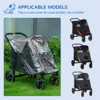 PawHut 4 Wheel Pet Stroller with Rain Cover for Medium and Large Dogs - Black(m-7)