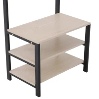 HOMCOM 4 Hooks Wooden Garment Rack Freestanding Coat Rail Storage Shelves Metal Tidy Shoes Clothes Stand Entryway Furniture - 60L x 40W x 175H (cm)(m-8)