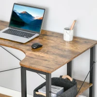 HOMCOM L Shaped Desk, Corner Computer Desk with Bookshelf for Home Office, Study Room, Workstation, 120 x 73.2 x 75cm, Rustic Brown(m-9)
