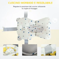 HOMCOM Vaschetta Bagnetto Pieghevole per Bambini 0-3 Anni con Indicatore di Temperatura e Cuscino, 81.5x50.5x23.5 cm, Giallo(m-6)