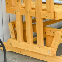 Outsunny Panchina a Dondolo da Giardino e Terrazza per 2 Persone con Braccioli, 124x76x95cm Legno Naturale(m-8)