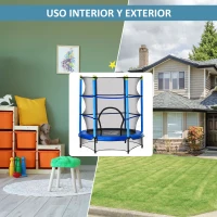 HOMCOM Cama Elástica Infantil 140x160 cm Trampolín para Niños de +3 Años con Red de Seguridad y Marco de Acero para Interior y Exterior(m-6)