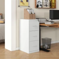 HOMCOM Three-Drawer Modern Steel Filing Cabinet - Cream(m-2)