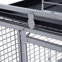 PawHut Voliera per Uccelli con Ruote Altezza 161.5cm, Vaschette in Acciaio e Trespoli in Legno, Argento(m-8)