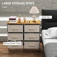 HOMCOM Fabric Chest of Drawers, Industrial Bedroom Dresser with 6 Fabric Drawers, Steel Frame and Wooden Top for Nursery, Living Room, Hallway, Cream White(m-4)