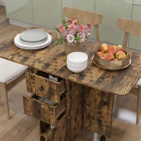 HOMCOM Multi-Storage Six-Person Drop Leaf Dining Table -  Rustic Brown(m-8)