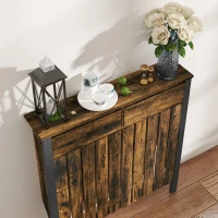 HOMCOM 93 x 88.5cm Rustic-Look Radiator Cover - Brown/Black(m-9)