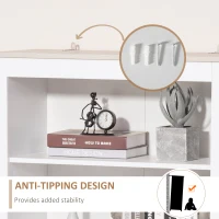 HOMCOM Tall Kitchen Cupboard with 3 Open Shelves and Double Door Cabinet, Free Standing Kitchen Cabinet with Adjustable Shelves for Dining Room, Living Room, White(m-7)