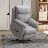 HOMCOM Power Lift Recliner Chair, Electric Lift Chair for Elderly, Overstuffed Linen Fabric Riser and Reclining Armchair with Remote Control, Side Pockets, for Living Room, Grey(m-2)